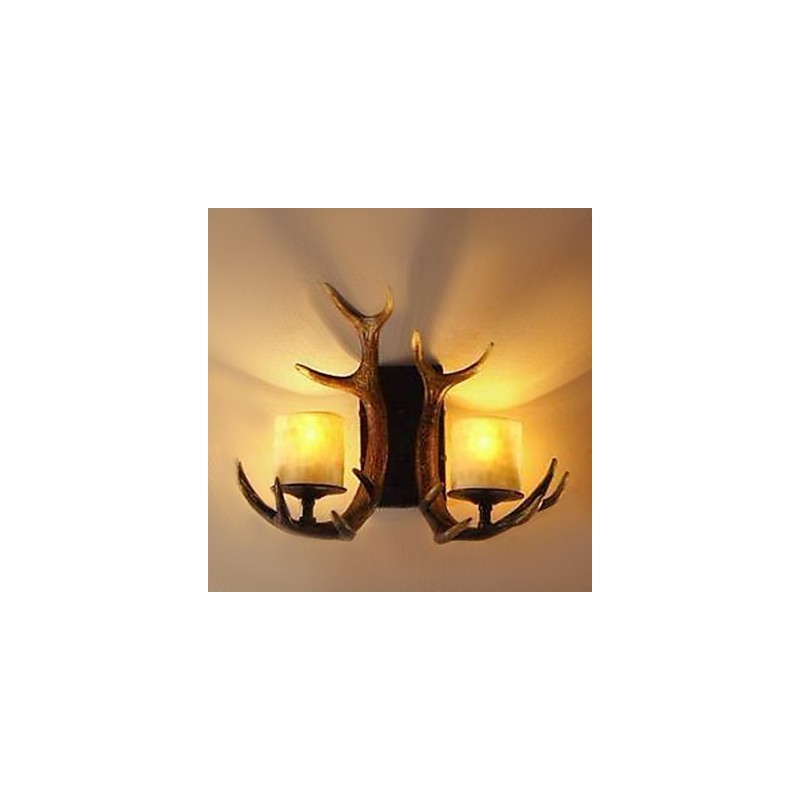 Luminária de parede com 2 luzes em chifres
