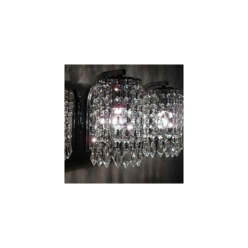 Luminária de parede moderna com pingentes de cristal e 2 luzes em cromo polido