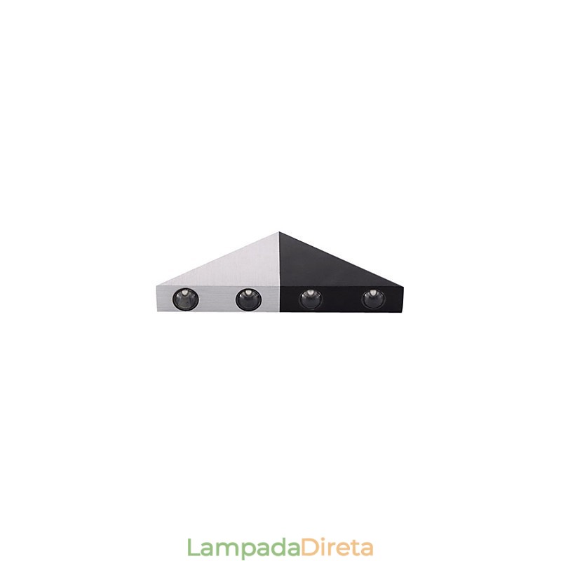 Luminária de parede moderna com design em estilo triângulo chique em preto e prata