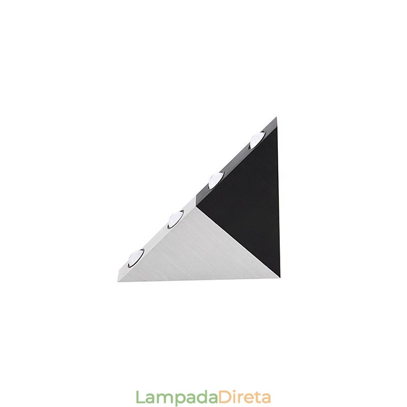 Luminária de parede moderna com design em estilo triângulo chique em preto e prata