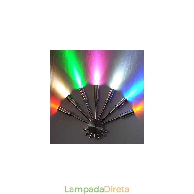 Luminária de parede moderna com luz difusa em forma de leque 7 bastões de metal estilo chique
