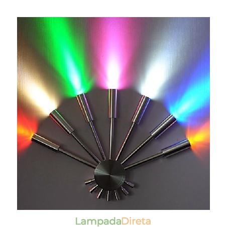 Luminária de parede moderna com luz difusa em forma de leque 7 bastões de metal estilo chique Luminária de parede moderna com luz difusa em forma de leque 7 bastões de metal estilo chique