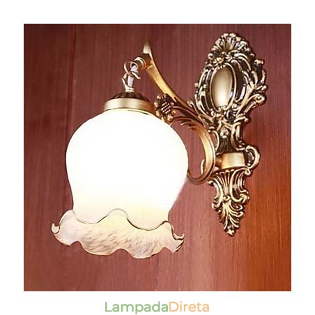 Luminária de parede para banheiro 1 luz clássica metal vidro pintura Luminária de parede para banheiro 1 luz clássica metal vidro pintura