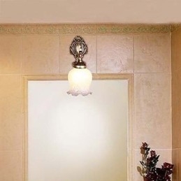 Luminária de parede para banheiro 1 luz clássica metal vidro pintura