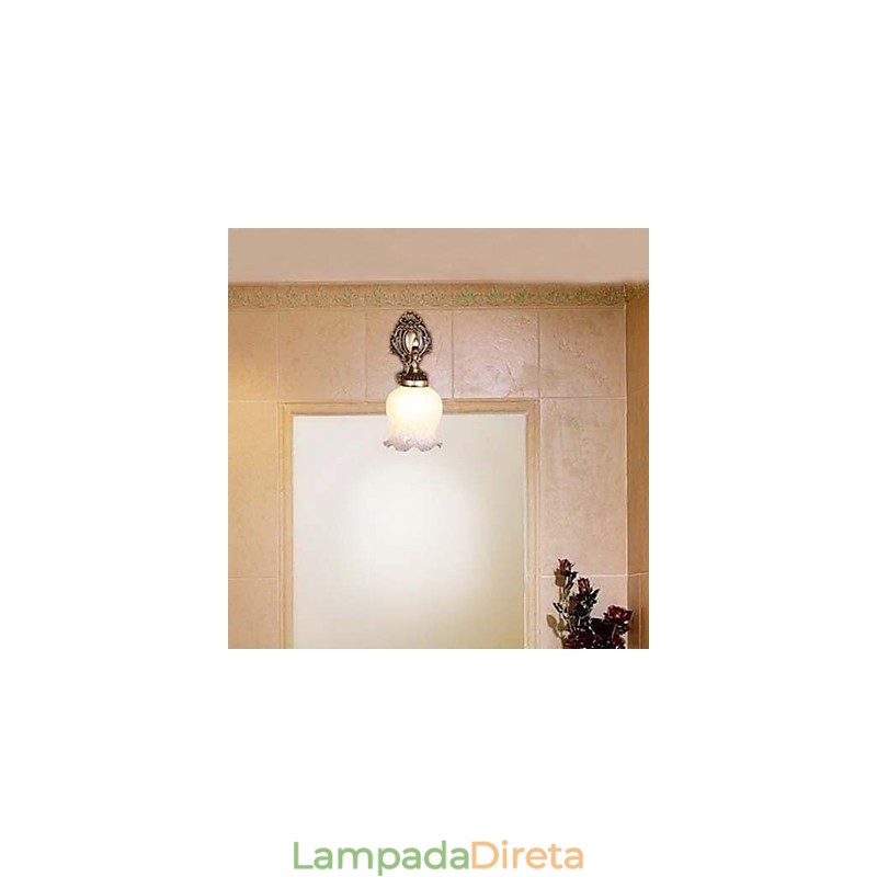 Luminária de parede para banheiro 1 luz clássica metal vidro pintura