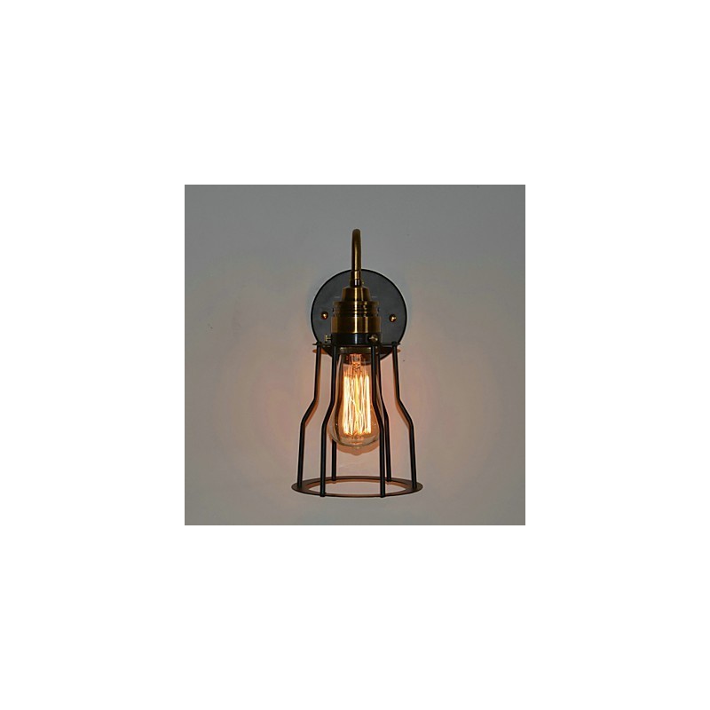 Luminária de parede artística minimalista com cúpula de esqueleto de metal preto