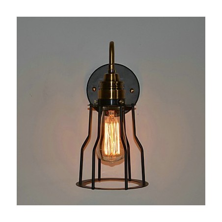 Luminária de parede artística minimalista com cúpula de esqueleto de metal preto Luminária de parede artística minimalista com cúpula de esqueleto de metal preto