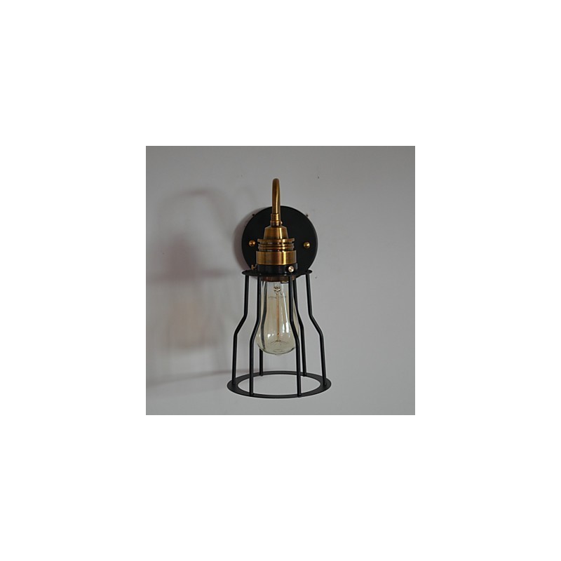Luminária de parede artística minimalista com cúpula de esqueleto de metal preto