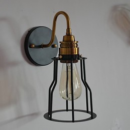 Luminária de parede artística minimalista com cúpula de esqueleto de metal preto