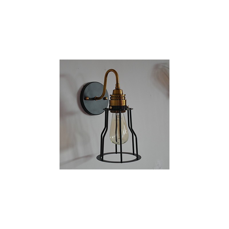 Luminária de parede artística minimalista com cúpula de esqueleto de metal preto
