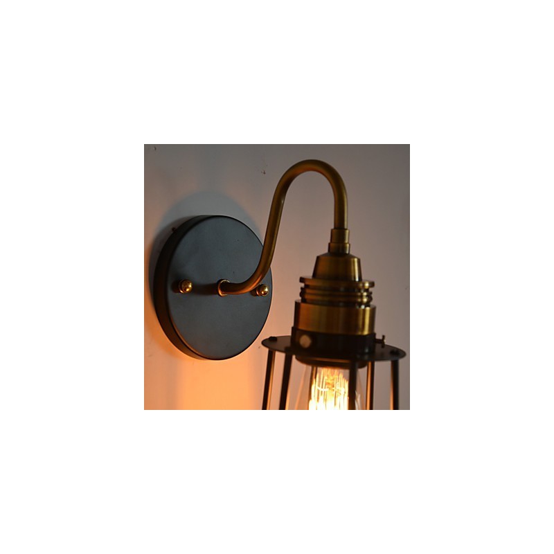 Luminária de parede artística minimalista com cúpula de esqueleto de metal preto