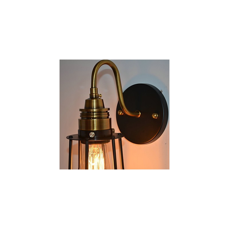 Luminária de parede artística minimalista com cúpula de esqueleto de metal preto