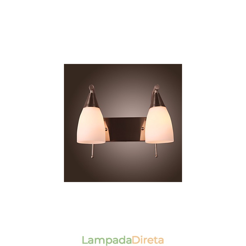 Luminária de parede 2 luzes em abajur branco