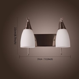 Luminária de parede 2 luzes em abajur branco