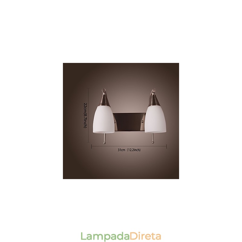 Luminária de parede 2 luzes em abajur branco