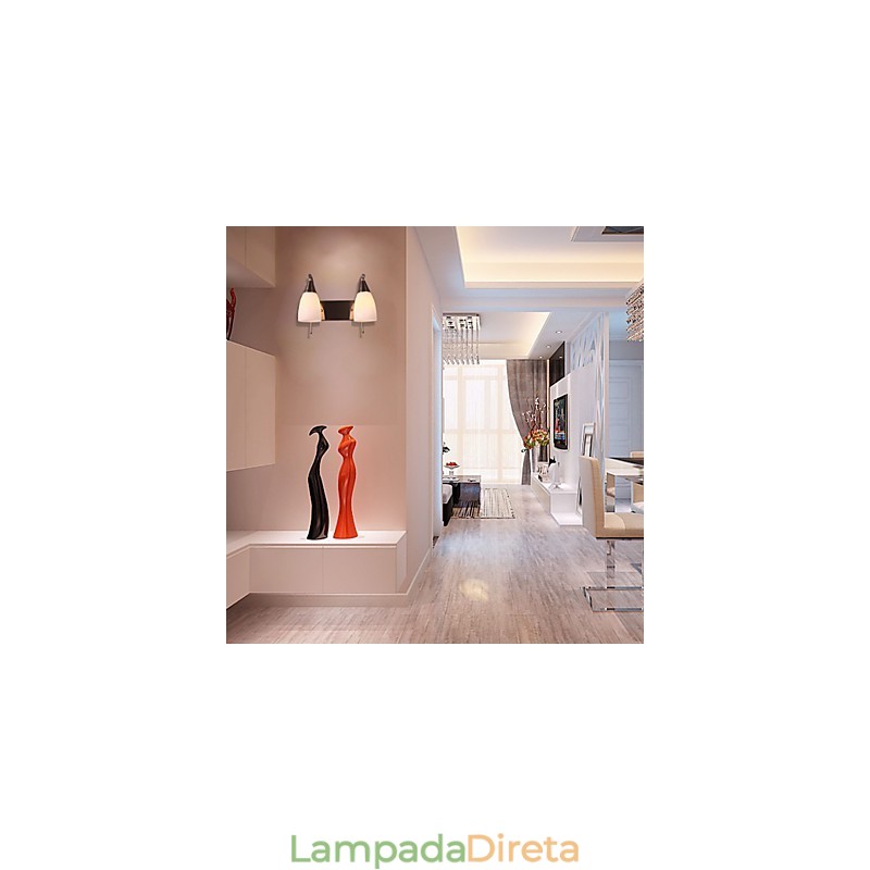 Luminária de parede 2 luzes em abajur branco