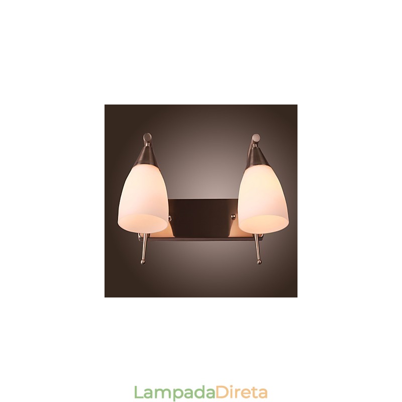 Luminária de parede 2 luzes em abajur branco