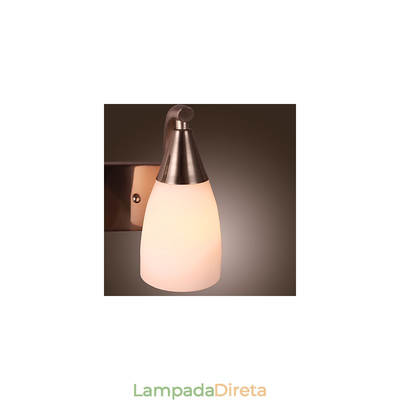 Luminária de parede 2 luzes em abajur branco