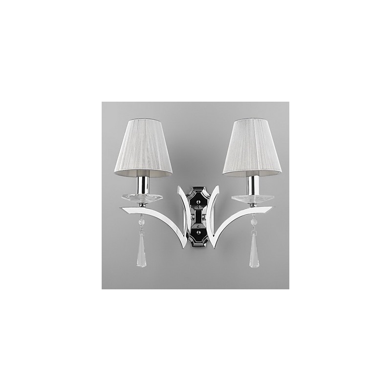 Elegante Luminária de Parede com 2 Luzes Gotas de Cristal Decoradas