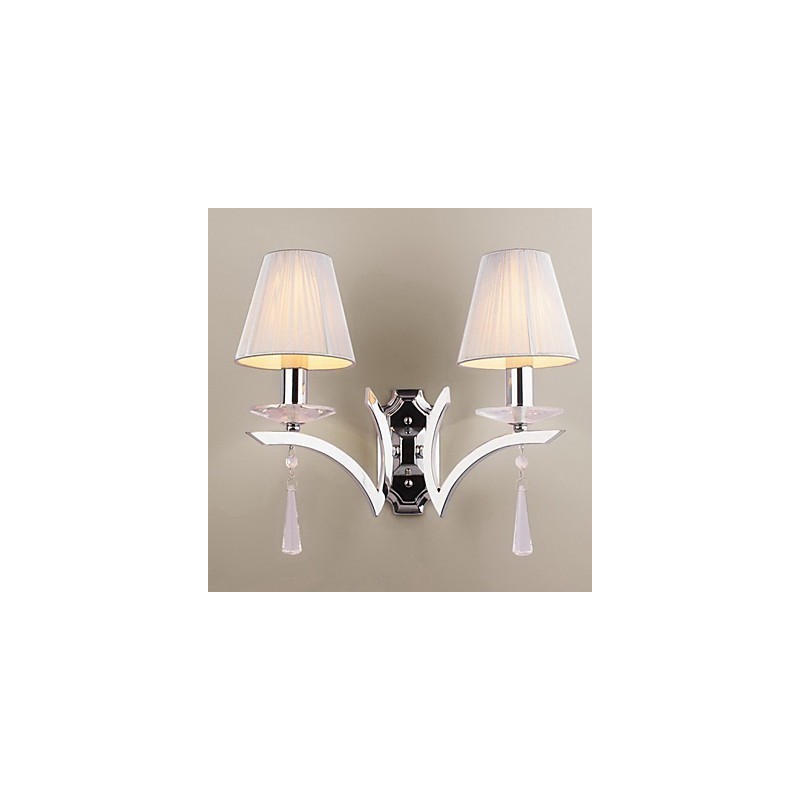 Elegante Luminária de Parede com 2 Luzes Gotas de Cristal Decoradas
