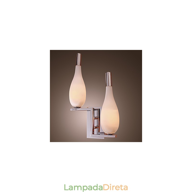 Luminária de parede de cristal com 2 luzes em formato de garrafa