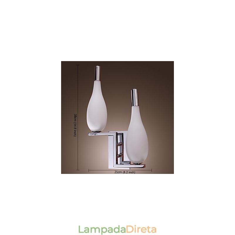 Luminária de parede de cristal com 2 luzes em formato de garrafa