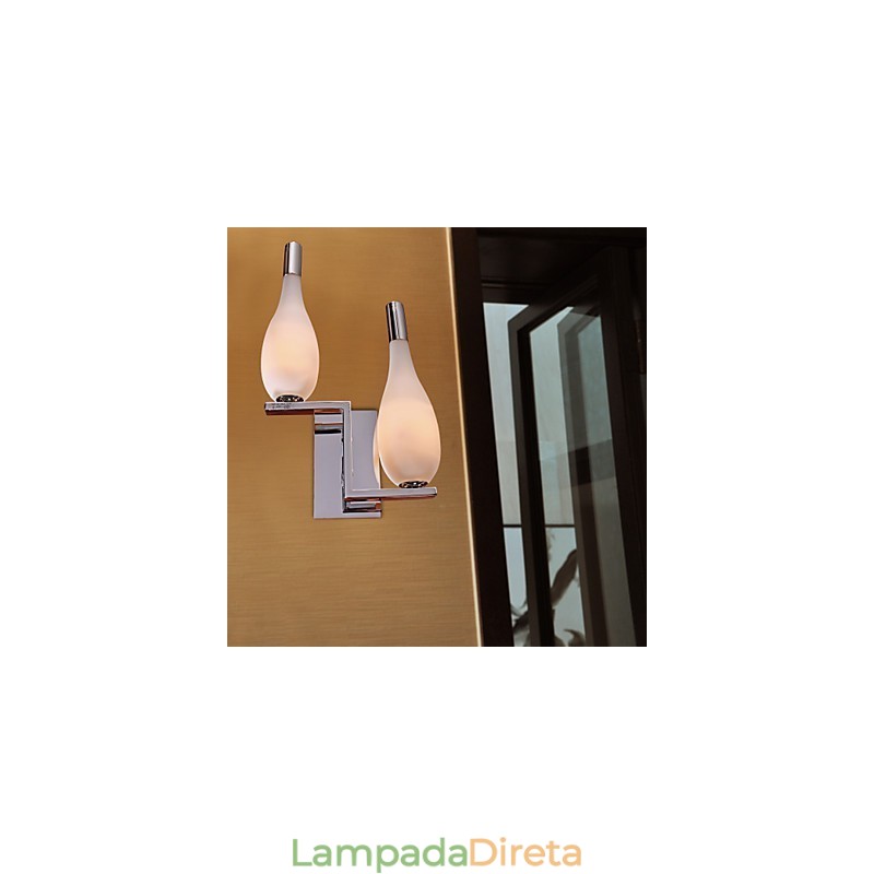 Luminária de parede de cristal com 2 luzes em formato de garrafa