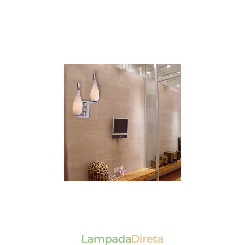 Luminária de parede de cristal com 2 luzes em formato de garrafa