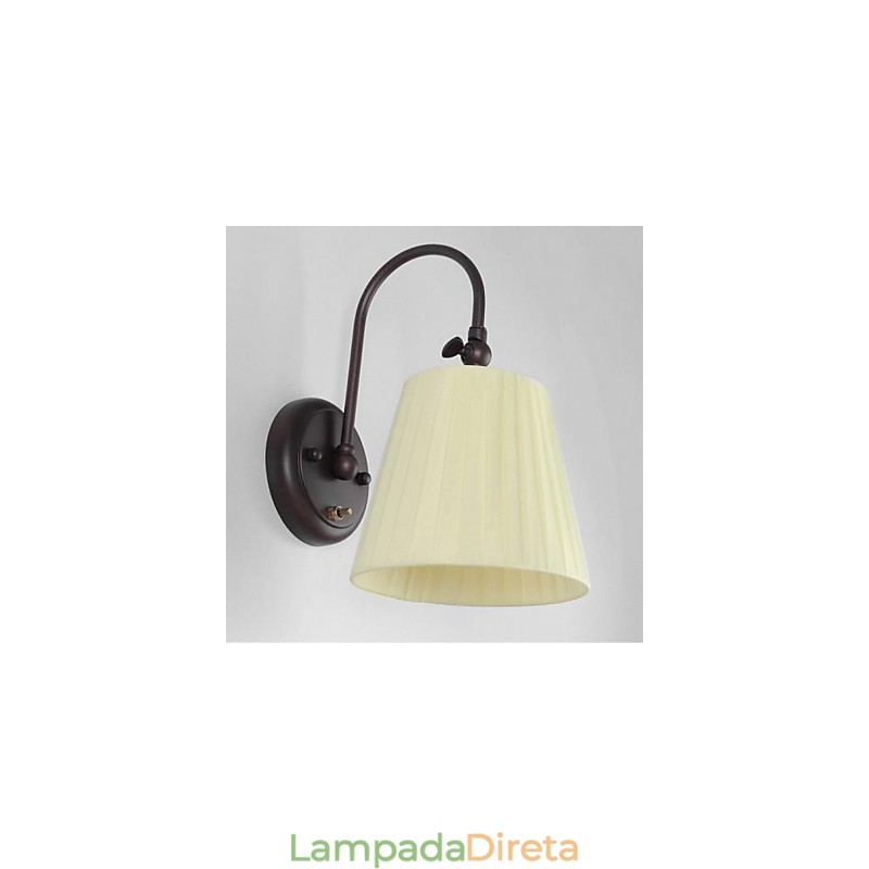 Luminária de parede de ferro com cúpula de tecido em 1 luz