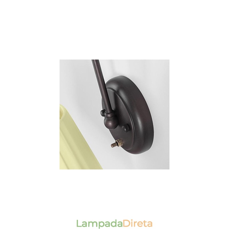 Luminária de parede de ferro com cúpula de tecido em 1 luz