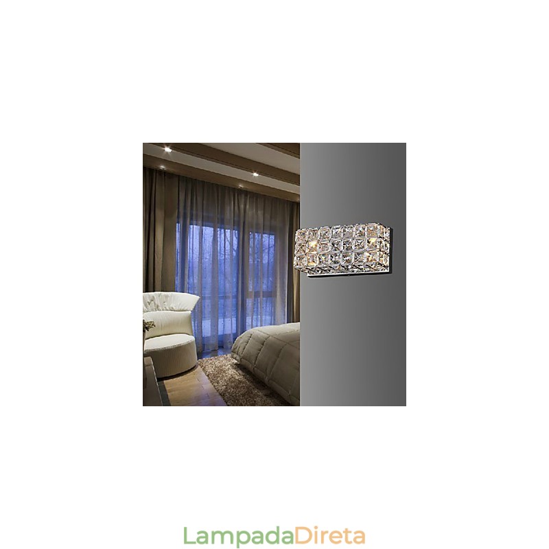Luminária de parede quadrada de cristal em processo de galvanoplastia