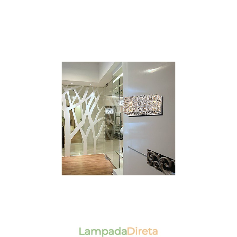Luminária de parede quadrada de cristal em processo de galvanoplastia