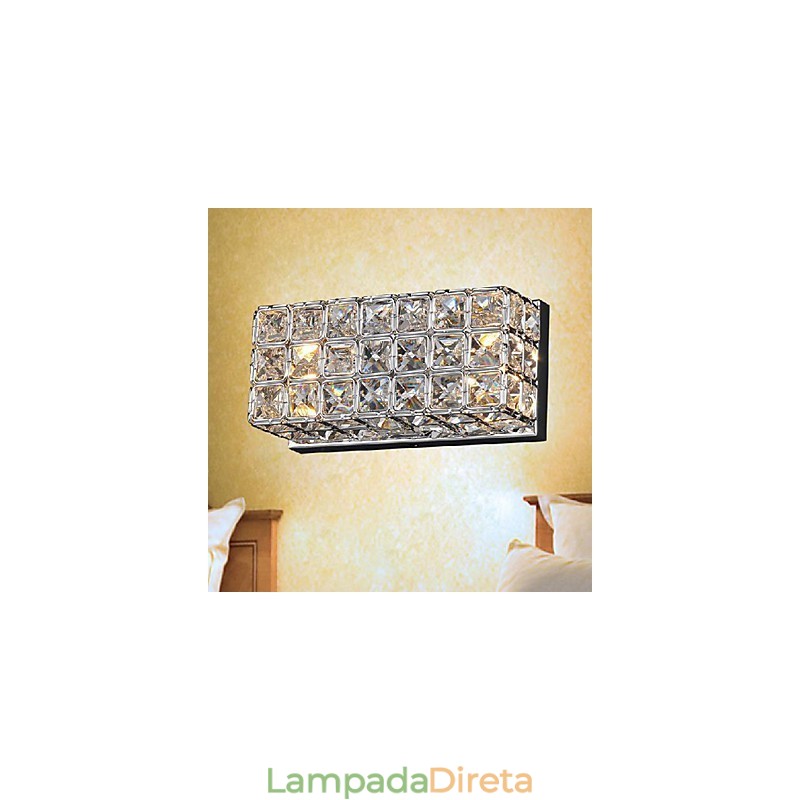 Luminária de parede quadrada de cristal em processo de galvanoplastia