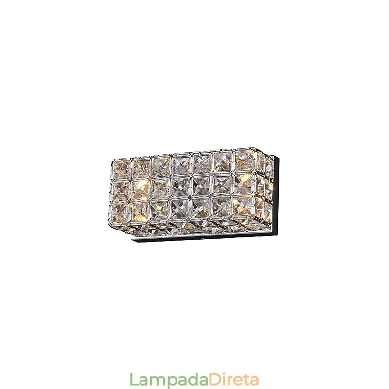 Luminária de parede quadrada de cristal em processo de galvanoplastia