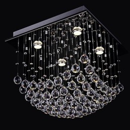 Lustre de cristal chinês elegante 4 luzes com montagem embutida
