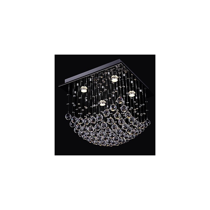 Lustre de cristal chinês elegante 4 luzes com montagem embutida