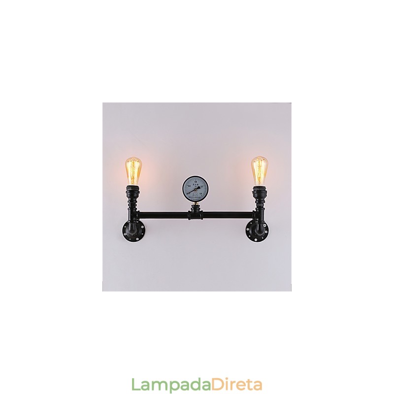 2 Cabeças Vintage Industrial Pipe Wall Lights Preto Luzes Criativas Restaurante Café Bar Decoração iluminação