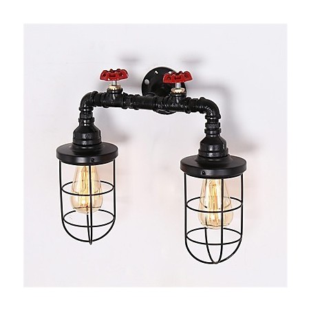 Luminárias de parede de tubo industrial vintage, luzes pretas criativas, iluminação de decoração de restaurante, café, bar, com acabamento pintado de 2 luzes Luminárias de parede de tubo industrial vintage, luzes pretas criativas, iluminação de decoração de restaurante, café, bar, com acabamento pintado de 2 luzes