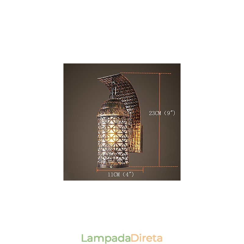 Pintura rústica de chalé para arandelas de parede estilo mini uplight, luminária de parede