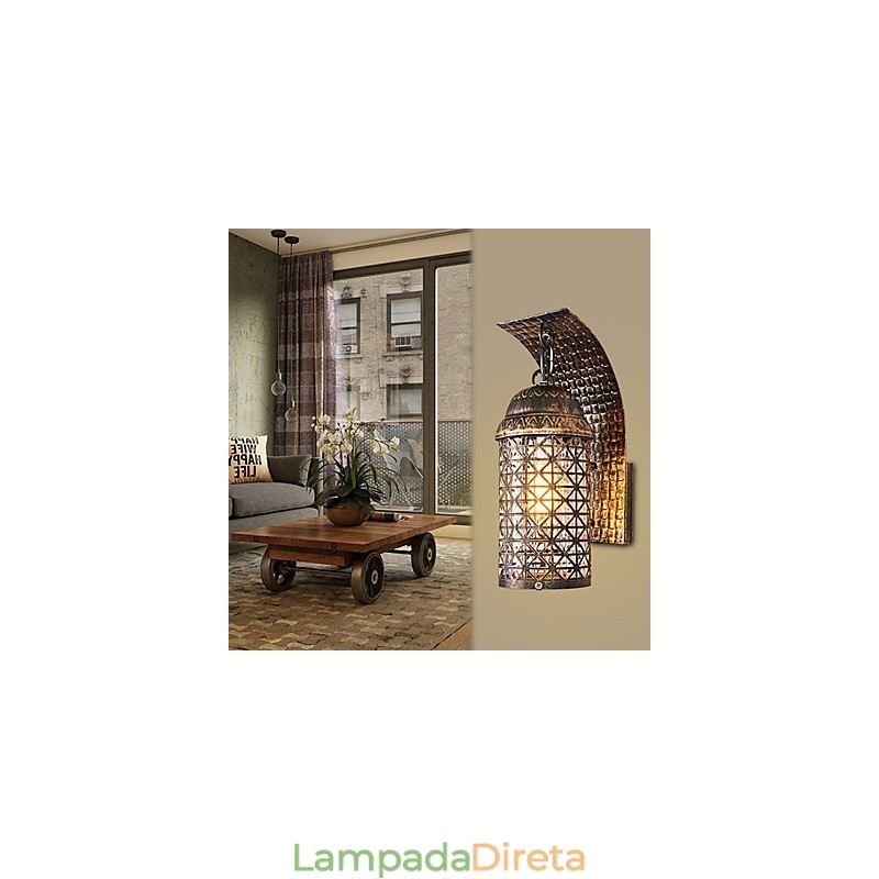 Pintura rústica de chalé para arandelas de parede estilo mini uplight, luminária de parede