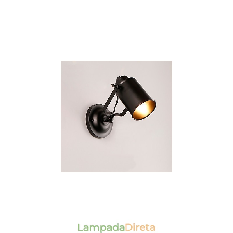 Luminária de parede vintage de metal preto para loft, sala de estar, sala de jantar, corredor, café, bares, luminária de parede