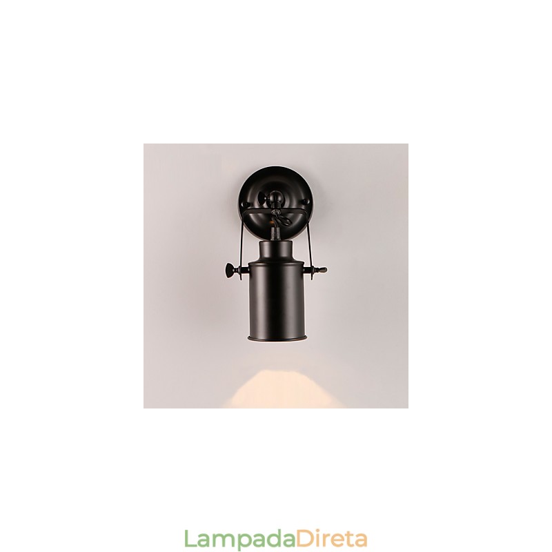 Luminária de parede vintage de metal preto para loft, sala de estar, sala de jantar, corredor, café, bares, luminária de parede