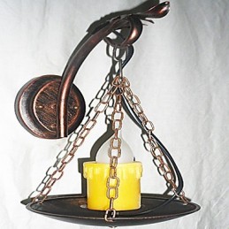 Pintura rústica de chalé para arandelas de parede estilo mini uplight, luminária de parede