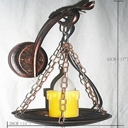 Pintura rústica de chalé para arandelas de parede estilo mini uplight, luminária de parede