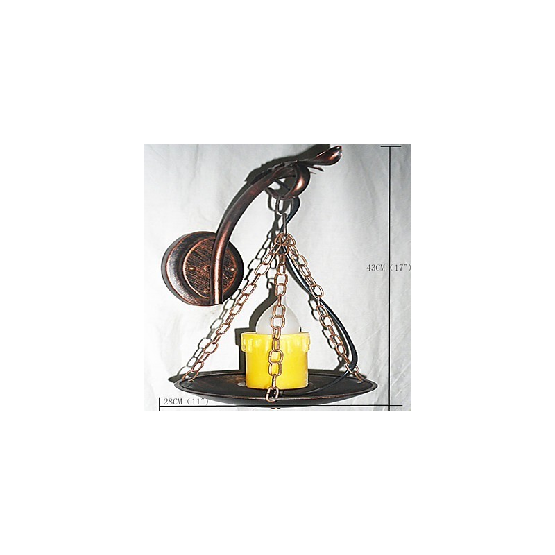 Pintura rústica de chalé para arandelas de parede estilo mini uplight, luminária de parede