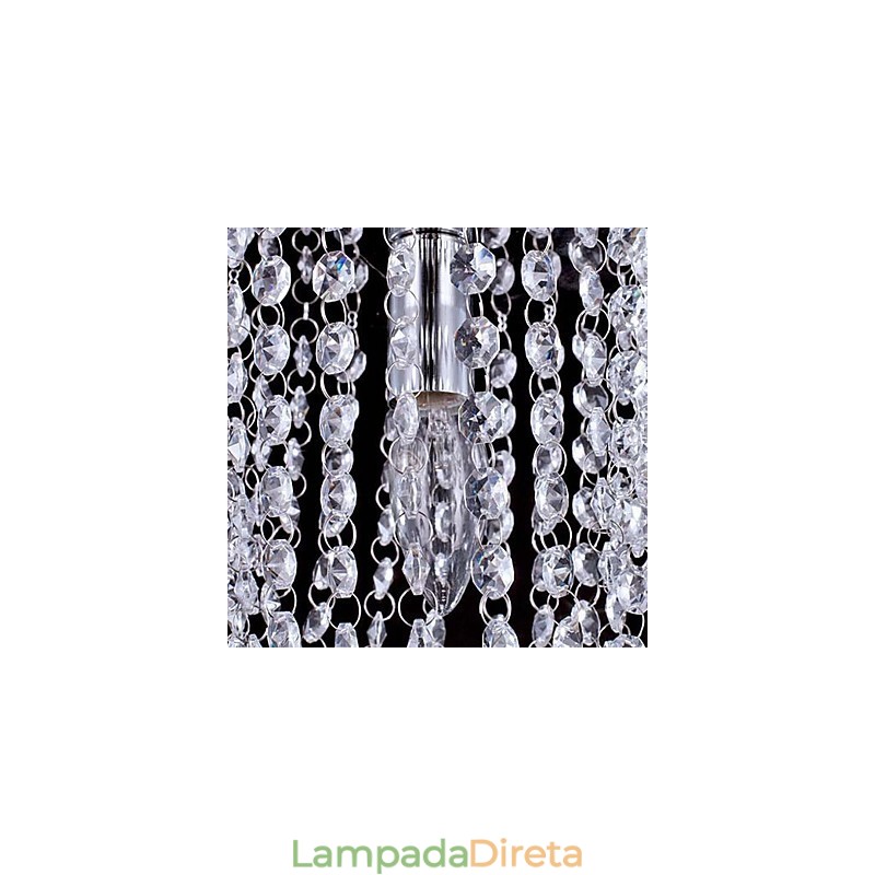 1 Lustre de Cristal Transparente Moderno Cromado K9 com 1 Lâmpada