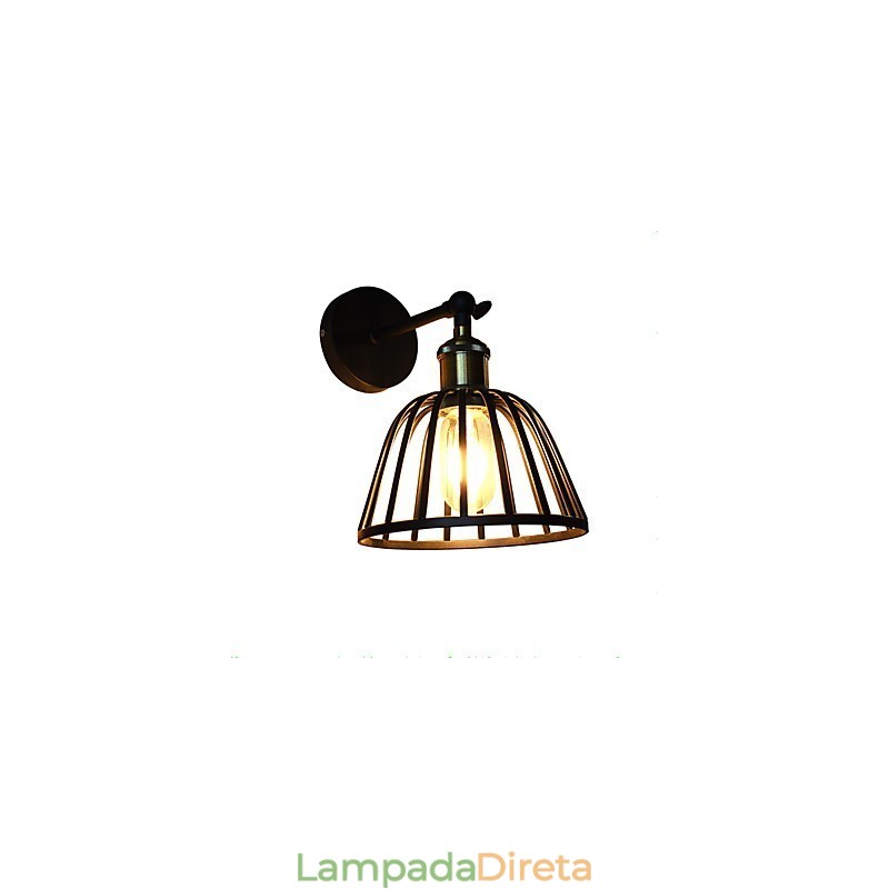 Luminária de parede de aço pintado com luz, decoração de café americano preto e branco, luminária de parede retrô, lâmpada de sabre de luz na parede