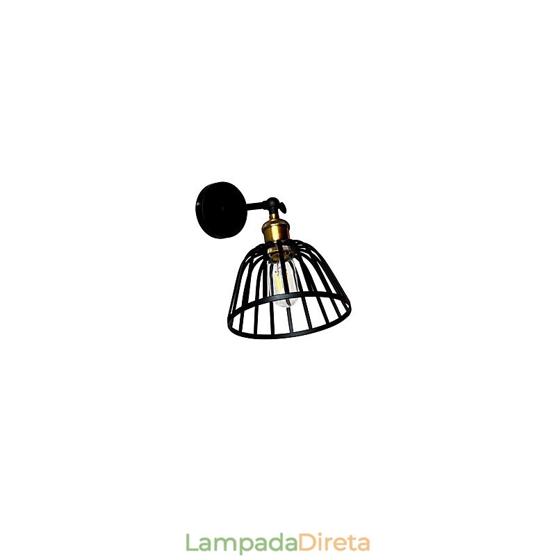 Luminária de parede de aço pintado com luz, decoração de café americano preto e branco, luminária de parede retrô, lâmpada de sabre de luz na parede