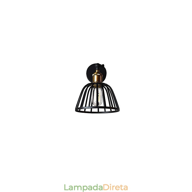 Luminária de parede de aço pintado com luz, decoração de café americano preto e branco, luminária de parede retrô, lâmpada de sabre de luz na parede