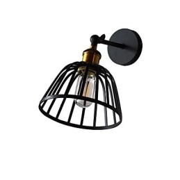 Luminária de parede de aço pintado com luz, decoração de café americano preto e branco, luminária de parede retrô, lâmpada de sabre de luz na parede